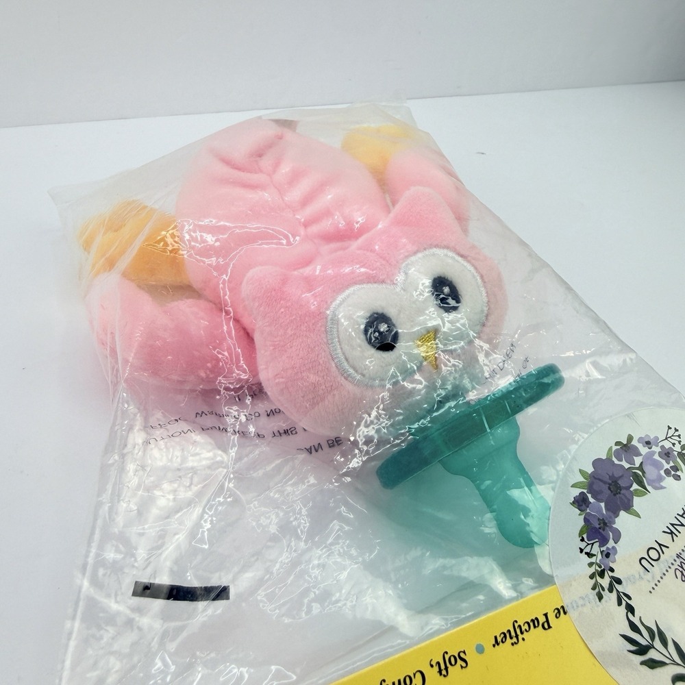 NEW Wubbanub Pink Owl Infant Pacifier Plush 0-6 Mo Baby Nursery BOUTIQUE Girl
